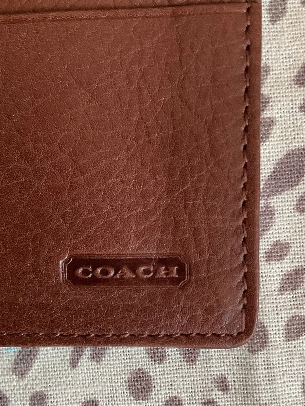 Coach Brown Pebbled Leather Card Wallet